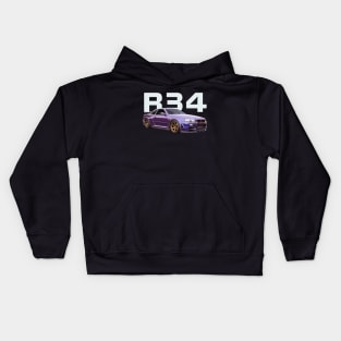 JDM CAR R34 bnr34 V-SPEC Midnight Purple III v-spec Kids Hoodie